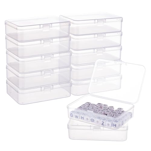 BENECREAT 12 Pack Rectangle Clear Plastic Bead Storage Containers Box Case with Lid for Earplugs Tiny Bead Dices and Other Craft Accessories - 3.7x2.5x1 Inches - color: 3.7x2.5x1", size: Rectangle