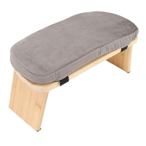 Dioche Wooden Meditation Bench Ergonomic Detachable Meditation Kneeling Stool with Soft Cushion and Carry Bag for Home Yoga and Practice Wood Cotton Material (Gray) - color: Grey