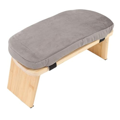 Dioche Wooden Meditation Bench Ergonomic Detachable Meditation Kneeling Stool with Soft Cushion and Carry Bag for Home Yoga and Practice Wood Cotton Material (Gray) - color: Grey