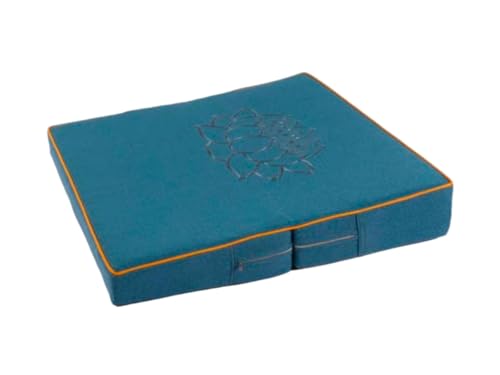 Large and Meditation Cushion,Square Handcrafted Meditation Mat,Portable Foldable Floor Cushion Outdoor Coconut Fibre Linen Yoga Cushion(Size:60x60cm(24x24inch),Color:Blue) - color: Blue, size: 60x60cm(24x24inch)