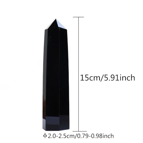 Natural Stone and Crystals Point Wand Reiki Healing Stone Rose Quartz Amethyst Home Decor Mineral Stones Crafts (5.9inch Wand Obsidian) - color: 5.9inch Wand Obsidian