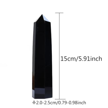 Natural Stone and Crystals Point Wand Reiki Healing Stone Rose Quartz Amethyst Home Decor Mineral Stones Crafts (5.9inch Wand Obsidian) - color: 5.9inch Wand Obsidian