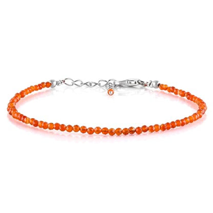 InfinityGemsArt Natural Stone Beads Dainty Bracelet Jewelry for Women, Crystals and Gemstones Birthstone 925 Sterling Silver Chain 8 inch Gifts For her
