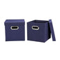 Household Essentials 33-1 Decorative Storage Cube Set with Removable Lids | Navy | 2-Pack