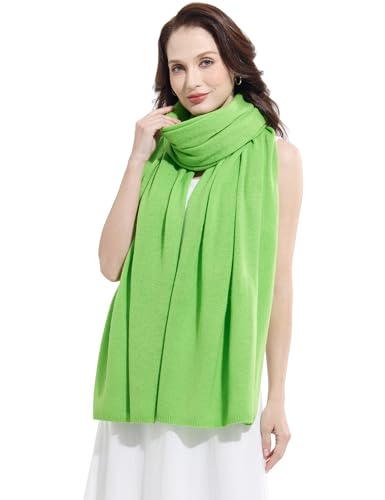 Soft Cashmere Blend Wrap Chic Scarf Stole for Women Wayfarer Travel Extra Large 87"x28" - color: Pea Green