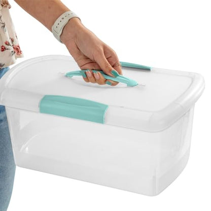 Sterilite 6 Pack Stackable Storage Bin with Latch Lid, Medium Nesting ShowOffs, Clear - size: Medium, style: 6 Pack