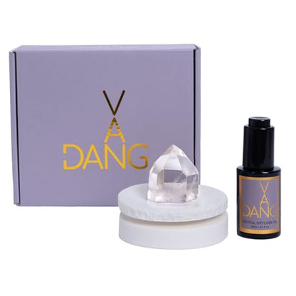Van Dang Crystal Stone Meditation Set Clear Quartz | Diffuser Oil Dropper Aromatherapy | Luxury Spiritual Home Decor Fragrance Gift Notes of Cardamom, Nutmeg, Pepper, Myrrh, Sandalwood (Buddhapada) - color: Buddhapada