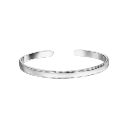 CAITLYNMINIMALIST 18K Gold Plated Silver Open Bangle Cuff Trendy Stacking Bracelet Gift for Women - color: 01-Alyssa Silver