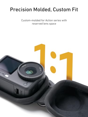 TELESIN Mini Carrying Case for DJI Osmo Action 6/5 Pro/4/3, Xtra Edge Pro/Edge Case, Waterproof Hard EVA Shell Travel Storage Case with Carabiner & Bottom Opening for Selfie Stick/Tripod Accessories