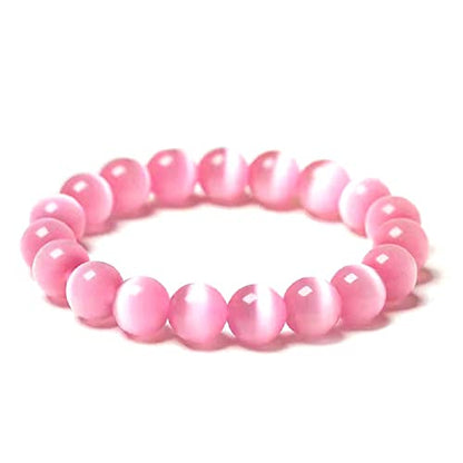 Fuqimanman2020 Healing Natural Stone Stretch Bracelet Strand Chakra Crystal Beaded Energy Reiki Spirituality for Women Conservancy Meditation Protection Jewelry - color: Pink