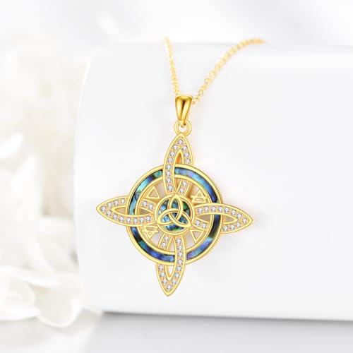 Witch Knot/Trinity/Triple Moon Necklace S925 Sterling Silver Protection Jewelry Gifts for Women - style: witch knot