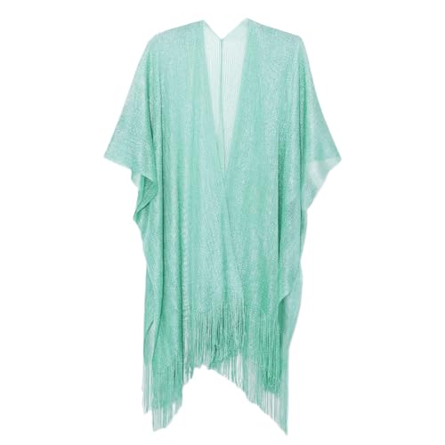Sparkle Metallic Evening Shawls for Women formal Party Dresses Beach Travel Cardigan Shawl Wrap for Swimsuit - color: Light Green