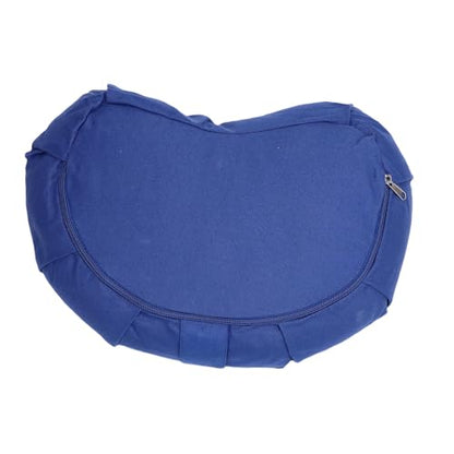 YUYTE Half Moon Meditation Cushion, Buckwheat Hulls Yoga Pillow Floor Seating Support with Cotton Cover for Meditation Zen Practice, Traditional Pillow (Dark Blue) - color: Dark Blue