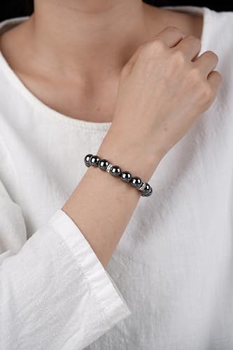 Healing Bracelet For Women Anxiety Crystal Bracelet Chakra Beaded Bracelets Rose Quartz Crystals And Healing Stones Yoga Bead Bracelet Calming Stretch Bracelet Stress Relief Gifts For Women - color: Black-Hematite
