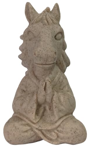 Zen Meditating Horse Statue Sandstone Texture Home Decor Chinese Zodiac Animal Sculptures for Shelf Office Desk Yoga Room Spiritual Decorations Feng Shui Good Luck Housewarming Gift - color: Horse 1