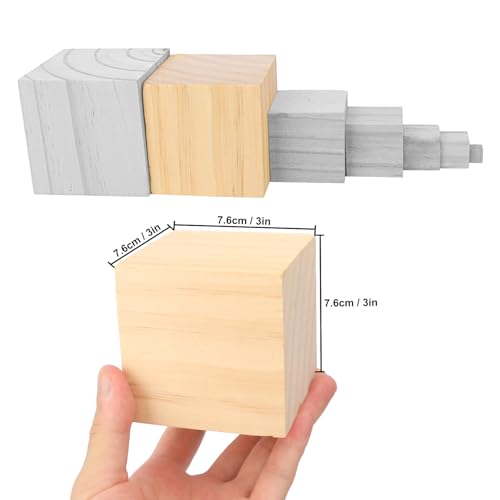 10 Pack Wooden Cubes 3 Inch Craft Quality Wood Blocks Perfect for DIY Projects - size: 10 PCS 3 Inch