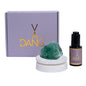 Van Dang Crystal Stone Meditation Set Flourite | Diffuser Oil Dropper Aromatherapy | Luxury Spiritual Home Decor Fragrance Gift Notes of Basil, Ambrette, Pepper, Clary Sage, Mimosa, Sandalwood (Veldt) - color: Veldt