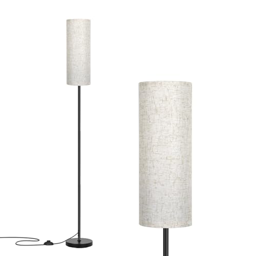 FRIDEKO HOME Floor Lamp with Beige Shade, Simple Design with Foot Pedal Switch, Small Tall Lamps for Living Room Bedroom Office, Corner Floor Stand Light with Black Pole Lamp (No Bulb/No Remote) - color: Beige (No Bulb/ No Remote)