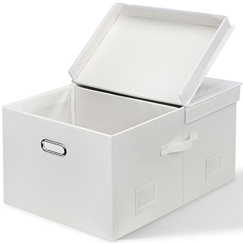 Graciadeco 75 Quarts Extra Large Decorative Storage Bins with Lids, 1 Pack White Collapsible Storage Bins with Lids, Stackable Storage Bins Decorative Box Storage With Lid Extra Large - color: White, size: XLarge-1 Pack