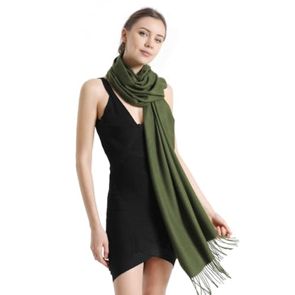 Pashmina Scarf and Shawl - Soft Women Pashminas Wrap for Wedding Evening Party dresses - color: J#. Dark Green