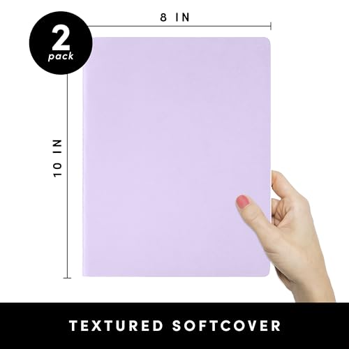 PAPERAGE Soft Cover Blank Journal Notebook, 2 Pack, (Lavender), 100 Pages, Large 7.5 inches x 9.5 inches, Ideal for Sketch Book, Note Taking & Travel Journal - color: Lavendar, style: Plain