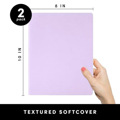 PAPERAGE Soft Cover Blank Journal Notebook, 2 Pack, (Lavender), 100 Pages, Large 7.5 inches x 9.5 inches, Ideal for Sketch Book, Note Taking & Travel Journal - color: Lavendar, style: Plain