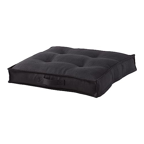 Square Tufted Floor Pillow with Removable Cover, Black, Small (24") - color: Black, size: Small (24")