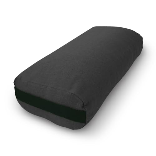 Bean Products Yoga Bolster - Made In The USA With Eco Friendly Materials - Round or Rectangular Support Cushions That Elevate Your Practice - Organic Hemp Cover - color: Black, size: Rectangular