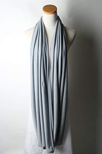 corciova Black Soft Girl Women Infinity Wrap Scarf Stretchy Jersey Knit Sleep Head Circle Scarf Continuous Loop Light Weight - color: 106 Light Grey