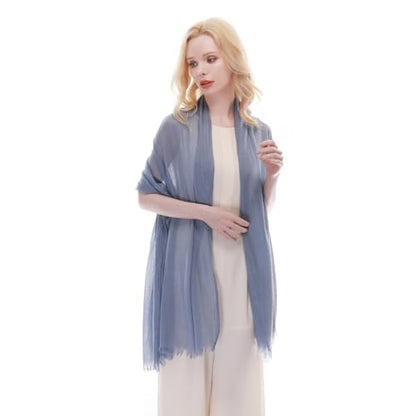 RIIQIICHY Scarf for Women Lightweight Solid Color Long Fashion Gauze Scarves Shawl Wrap - color: Dusty Blue