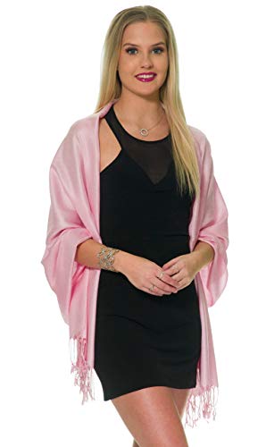 Pashmina Shawls and Wraps for Evening Dresses, Large Soft Pashminas Wedding Shawl - color: Pastel Soft Pink