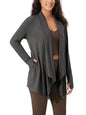 ODODOS Women's Drape Open Front Cardigans Cozy Soft Long Sleeve Casual Wrap Outerwear with Pockets Thumb Hole - color: Charcoal Heather, size: X-Large