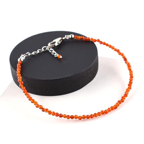 InfinityGemsArt Natural Stone Beads Dainty Bracelet Jewelry for Women, Crystals and Gemstones Birthstone 925 Sterling Silver Chain 8 inch Gifts For her