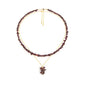 2Pcs Crystal Necklace for Women Handmade Choker Necklaces Pendant Necklace Natural Stone Gemstone Beaded Necklace 18k Gold Plated Adjustable Dainty Necklace for Women - color: Garnet