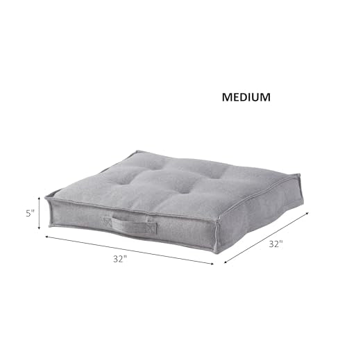 Square Tufted Floor Pillow with Removable Cover, Cement, Medium (32") - color: Cement, size: Medium (32")
