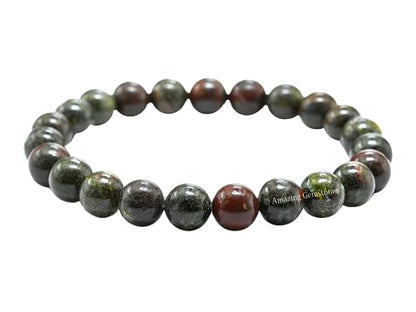 Amazing Gemstone Crystal Bracelet for Women Men's Gifts - Protection Healing Crystal Bracelet - 8mm Gemstone Beaded Stretchable Bracelet Pulseras Para Hombres Mujer Stocking Stuffers Mothers Day Gift (Dragon Bloodstone) - color: Dragon Bloodstone