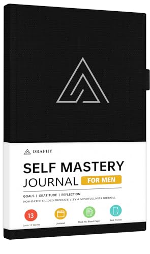 Self-Mastery Journal for Men - Gratitude and Productivity Journal for More Happiness, Positivity, Growth, Mindfulness, Self Care and Reflection - Guided Inspirational Journals for Men & Women (Black) - color: Black