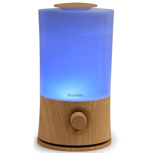 BlueHills Premium 2000 ML XL Large Essential Oil Diffuser Aromatherapy Humidifier for Large Room Home 40 Hour Run Huge Coverage Area 2 Liter Extra Large Capacity Huge Diffuser Wood Grain E005 - color: Light Wood Grain