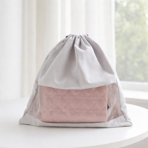 Drawstring Storage Bag, Dust Protection Fabric Organizer, Lightweight Moisture-Resistant Closet Storage Sack (Grey)