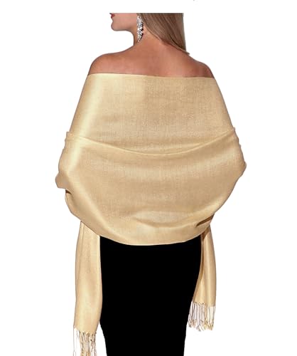 Pashmina Shawls and Wraps for Evening Dresses, Large Soft Pashminas Wedding Shawl - color: Light Cream Champagne