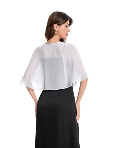 Baoqiya Capelets for women Chiffon Cape Soft Shawls and Wraps Wedding Capes 1920s flapper Cover Up - color: Ivory