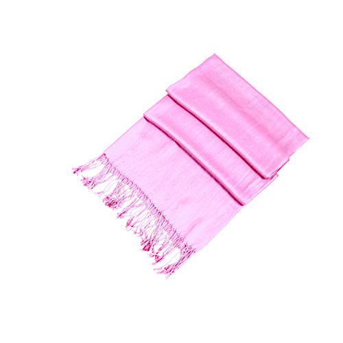 Sakkas Large Soft Silky Pashmina Shawl Wrap Scarf in Solid Colors - color: Blush Pink