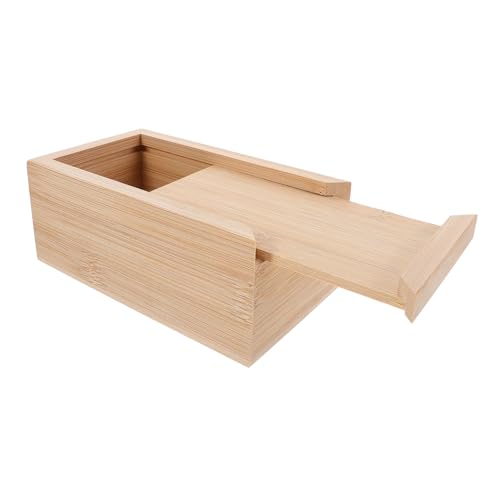 IMIKEYA Unfinished Wooden Storage Box Sliding Lid Vintage Natural Wood Case for Organizing Small Items for Crafts and Keepsakes