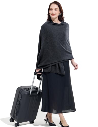 Soft Cashmere Blend Wrap Chic Scarf Stole for Women Wayfarer Travel Extra Large 87"x28" - color: Charcoal Gray