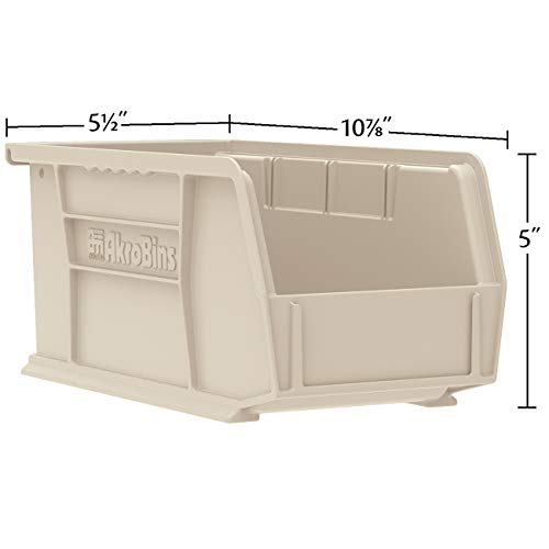 Akro-Mils 30230 AkroBins Plastic Storage Bins, Space-Saving Stackable Bins for Garage, Pantry, Craft Organization, 11" x 5" x 5", Black, 12-Pack - color: Black