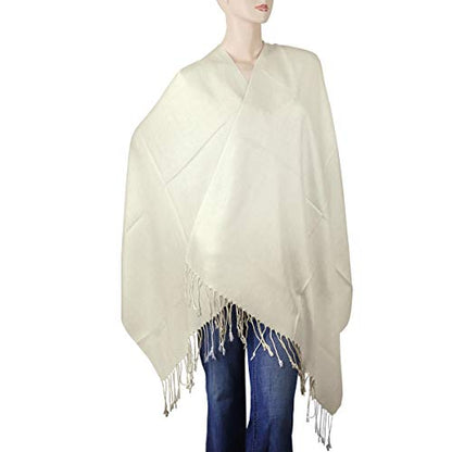 Falari Women's Soft Solid Color Pashmina Shawl Wrap Scarf, for Wedding, Bridesmaid Gifts, Evening Dress - color: Off-white