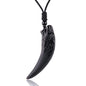 Black Obsidian Necklace Natural Crystal Amulet Protection Pendant with Adjustable Rope Lucky Talisman Necklaces Jewelry Gift for Men Women - color: WolfTooth Black