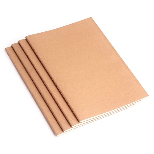 4 Pack Blank Kraft Notebooks, Blank Paper Sketchbooks for Drawing Doodling Writing,Travel Journal Set, A5, 36 Pages, 8.3” X 5.5”