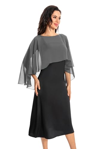Baoqiya Women's Capelet Shawls and Wraps for Evening Dresses Soft Bridesmaid Shawl Chiffon Cape Wedding Cover Up - color: Dark Grey