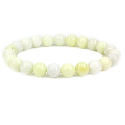 Keleny Gem Semi Precious Gemstones 8mm Natural Quartzite Stone Round Beads Rock Crystal Jasper Stretch Bracelet 7 Inch Unisex - color: 8mm Yellow Lvory Jasper